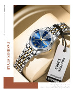 POEDAGAR Fashion Ladies Watch Waterproof Luminous Date Week Watch for Woman High Quality Stainless Steel Women's Quartz Watches