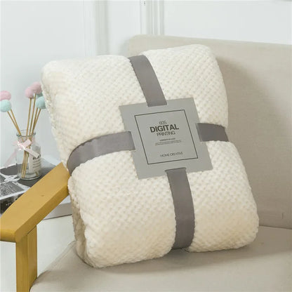 Japan Style Coral Fleece Blankets 300gsm Spring Summer Soft Fluffy Faux Fur Mink Throw Solid Sofa Cover Bedspread Plaid Blankets