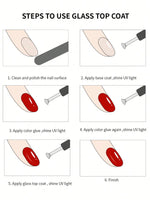 15ml Glass Top Coat Long Lasting Clear Rubber Top Coat LED UV Strengthen Nails High Gloss Top Finish Gel Nail Polish