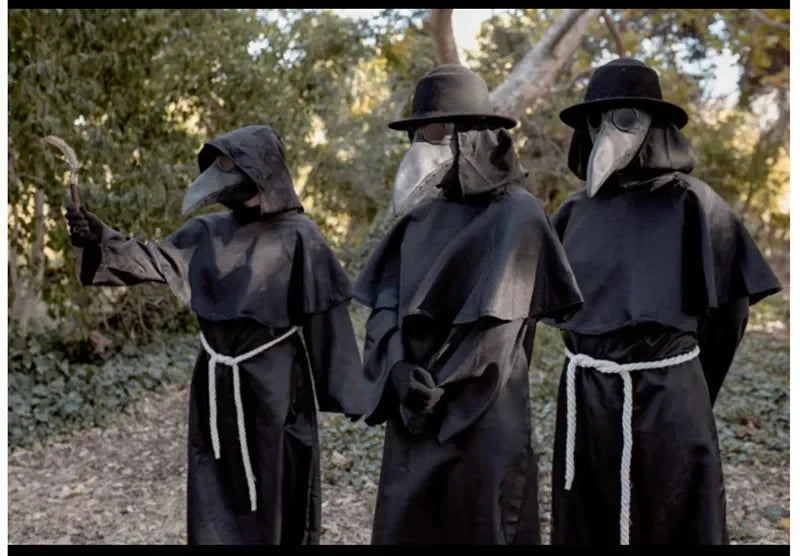 Halloween Cloak Cosplay Costume Adults Sorcerer Long Shirt Hooded Black Robe Costume Wizard Tunic Hooded Robe