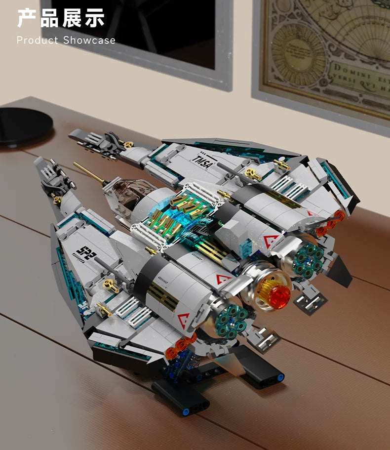 1400pcs Galaxy Starship Building Block Set, Space Wars Starfighter Model Kits with Light, STEM Toy Gift for Kids Adults Boy Girl