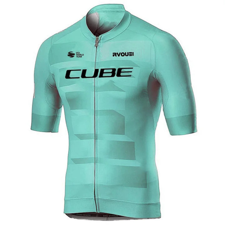 Cube Cycling Jersey Set – Men’s Summer Short Sleeve Bike Shirt & Padded Bib Shorts, Road & MTB Bicycle Clothing Maillot Ciclismo