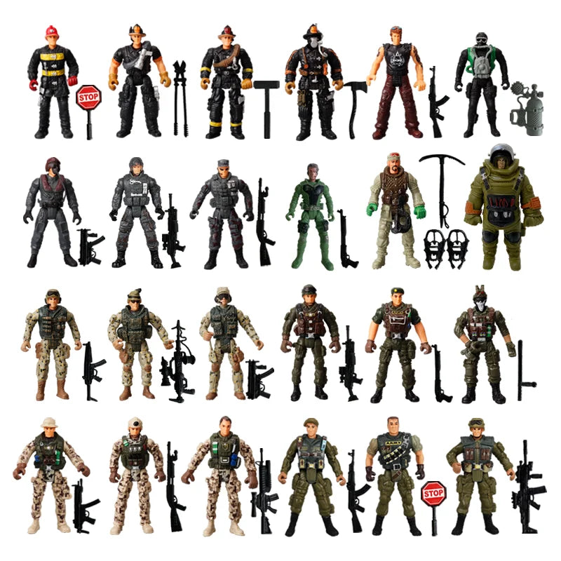 24Pcs/Set Army Men SWAT Team Special Forces Soldiers WWII War Game Action Figures Playset Military Modle For Kid Boy Gift
