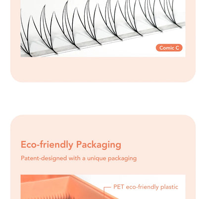 DIYDAY Comic Spire Eyelash Extension Premade Manga False Eyelashes Super Soft Light Feather-Feeling Anime Lashes for Makeup Tool
