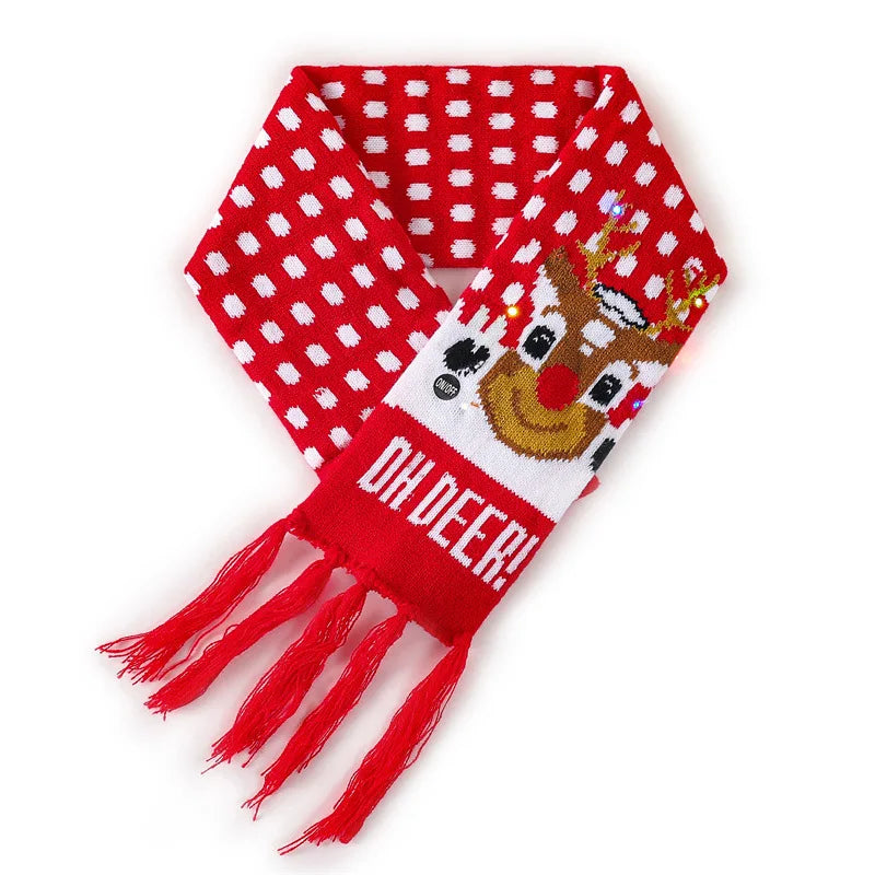 Christmas LED Scarf - Knitted Multicolor Light-Up Scarf for Kids and Adults