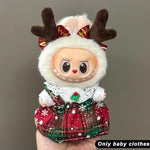 17cm Mini Plush Doll'S Clothes Outfit Accessories For Korea Kpop Labubu V1 V2 V3 Christmas onesie hat set Clothing