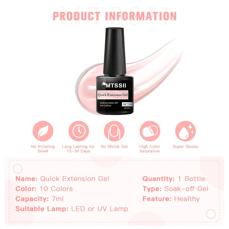 MTSSII 7ml Quick Extension Nail Polish Jelly Transparent Nude Pink Red Hard Gel  Quick Building Nail Art Gel Varnish For Nails
﻿