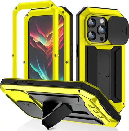 Heavy Duty Rugged Metal Case for iPhone, Case for iPhone 16 15, 14, 13 Pro Max, Screw Military Shockproof Cover with Screen Ca