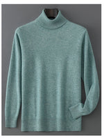 Men's 100% Pure Wool Pullover Sweater For Autumn Winter High Collar Knitted Long Sleeved Loose Solid Color Casual Simple Warmtop