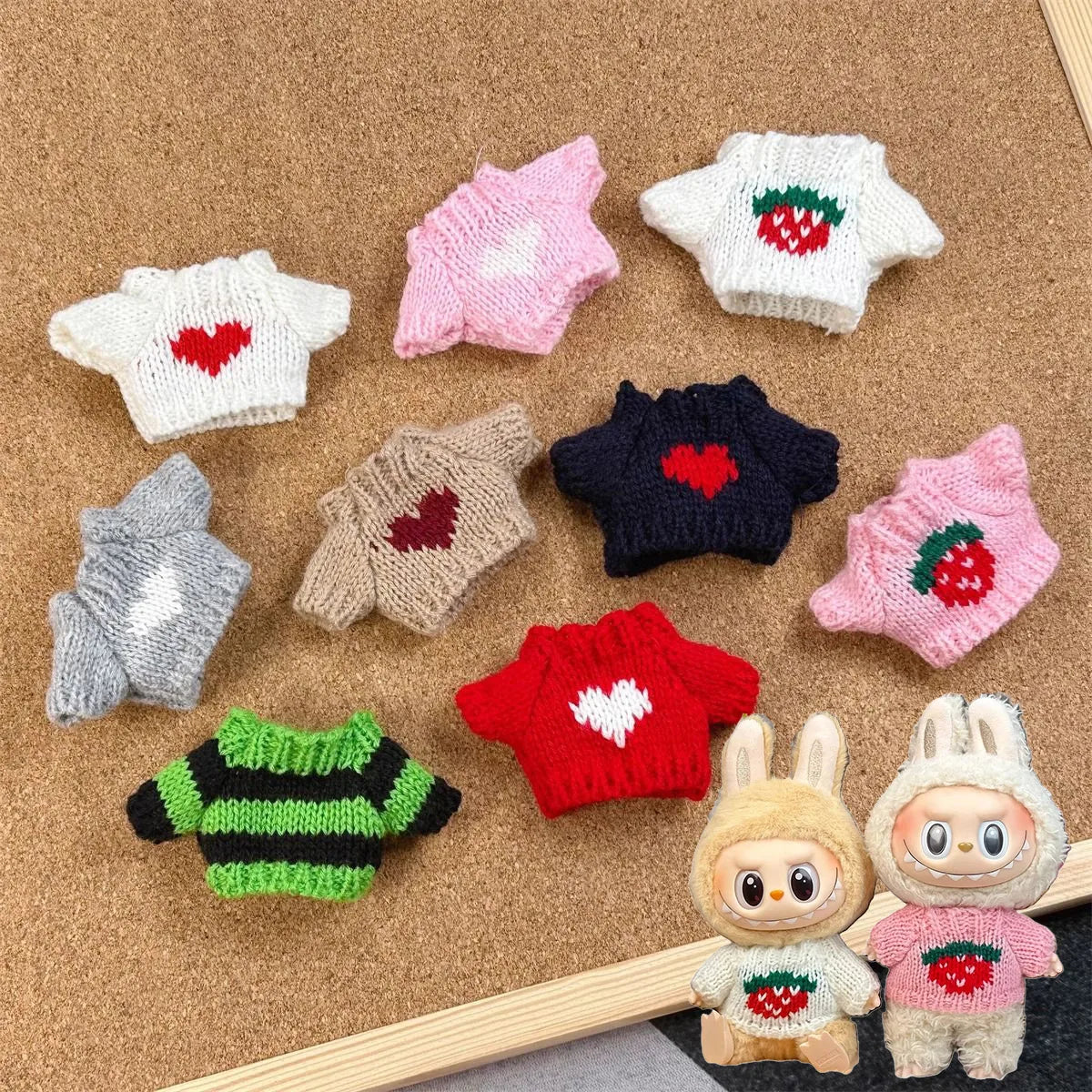 Ropa Labubu Doll Clothes Outfit Accessories For 15/17cm Labubu V2 V1 Plush Doll's Clothing Colorful Sweater Kid Toy Girl Gift