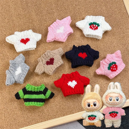Ropa Labubu Doll Clothes Outfit Accessories For 15/17cm Labubu V2 V1 Plush Doll's Clothing Colorful Sweater Kid Toy Girl Gift