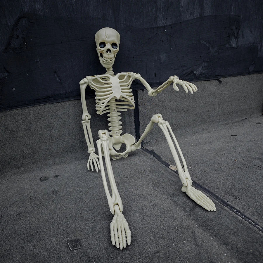 Full Life Size Home Evil Party Decoration Horror Scary Movable Big Skull 90CM Halloween Movable Skeleton Halloween Ornament Toys