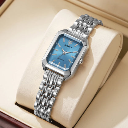 1/2/4PCS Fashion Rectangle Women Quartz Watches Stainless Steel Band Wristwatches for Girls Clock Reloj Mujer（Without Box）
