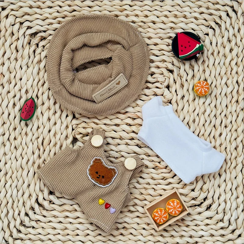 Labubu Doll Fashion Set Cute White Shirt Hat Animal Overalls Doll Clothes Accessory Gift for 17cm Doll