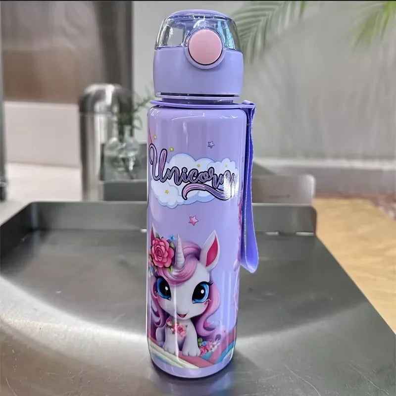 700ml Cute & Durable Cartoon Space Cup with Hand-held Ring BPA-Free High Temperature Resistant Portable Outdoor Water Bottle