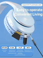 D8 Over Ear  Headphones,  Wireless and Wired Headset Built-in Microphone,  Micro SD Card Slot - (Stealth)  40H Playtime