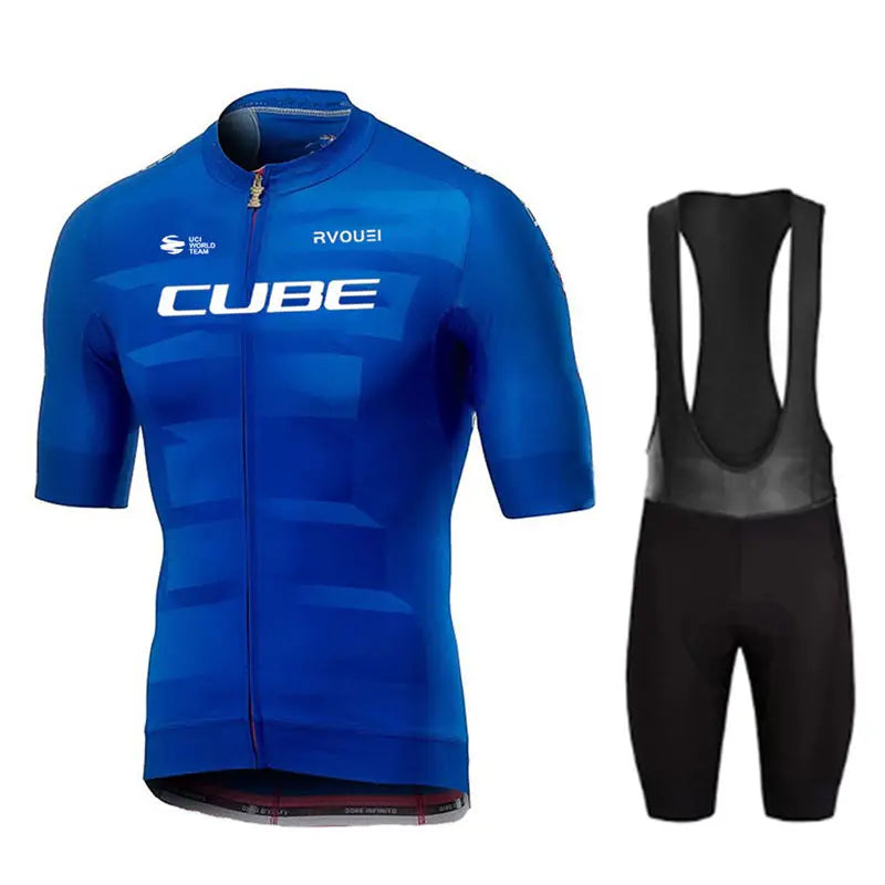 Cube Cycling Jersey Set – Men’s Summer Short Sleeve Bike Shirt & Padded Bib Shorts, Road & MTB Bicycle Clothing Maillot Ciclismo