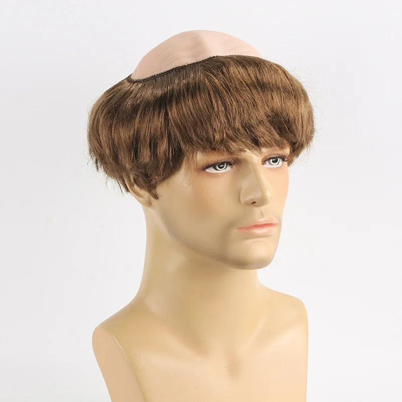 Funny Cosplay Bald Head Wig Monk Wig Novelty Brown Bald Cap Children Adult Monk Costume Wig Suitable for Halloween Cos Wigs