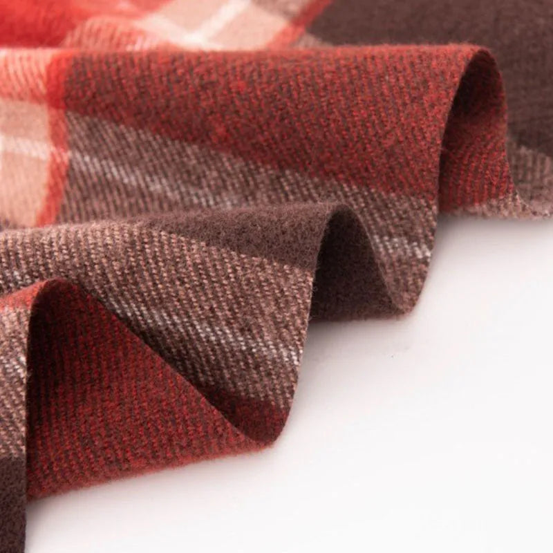 Christmas Red Scarf For Women Imitation Cashmere Plaid Printed Plush Scarf Trend Premium Warm Shawl Tassel Scarves