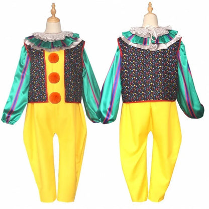 New Halloween Adult Men Pennywise Clown Cosplay Costume Carnival Party Boys Girls Stage Performance Villain Vintage Clothing Set