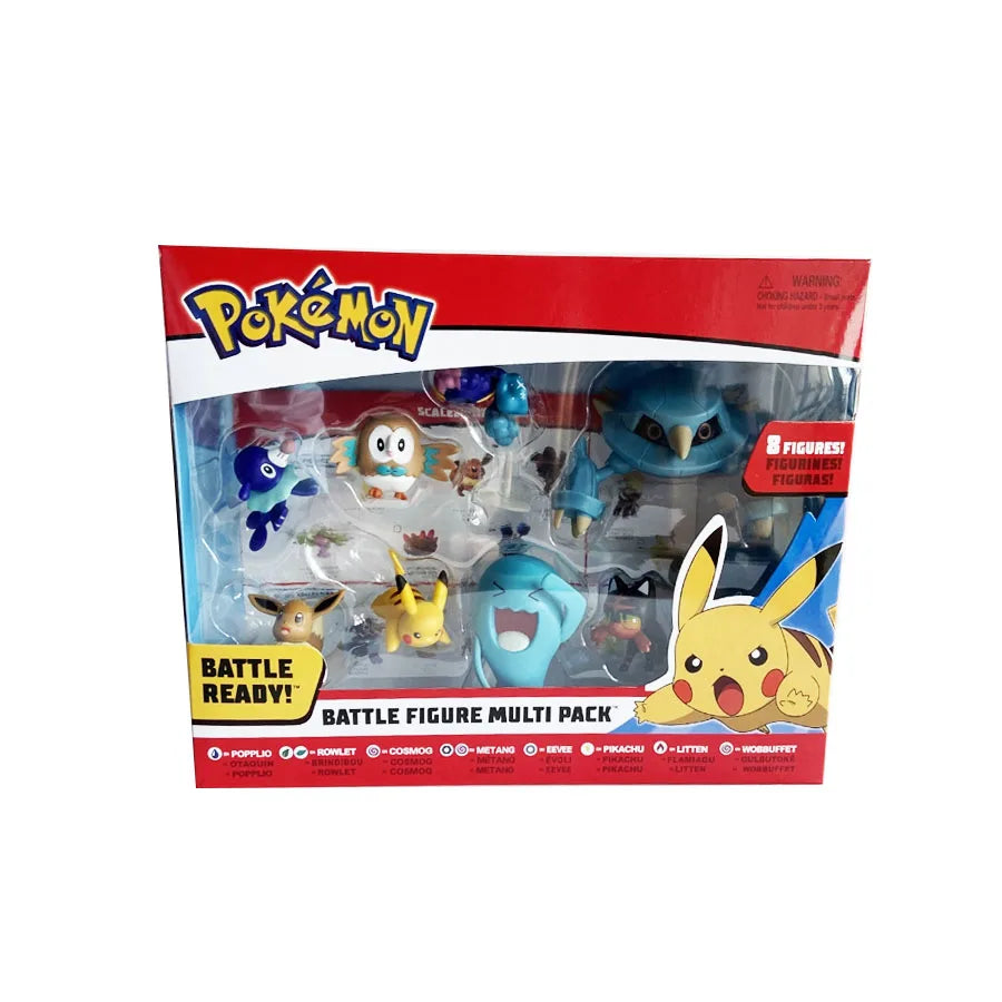Pokemon Pikachu Figures Popplio Rowlet Cosmog Metang Eevee Litten Wobbuffet Pika Action Figure Toys for Children 8 Pcs / Set