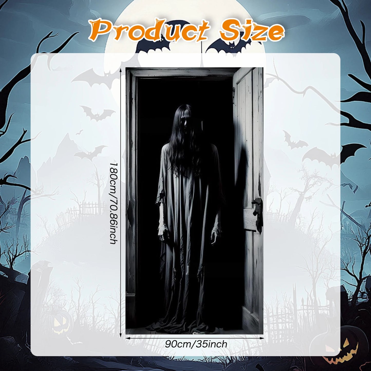 Halloween Door Cover, Halloween Door Backdrop Banner Ghost Creepy Devil Go Crazy Terror Theme Scary Halloween Party Decoration S