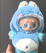 For 15cm cute mini labubu clothes  Kawaii Cartoon Bib Pants  With matching shoes Labubu Accessories