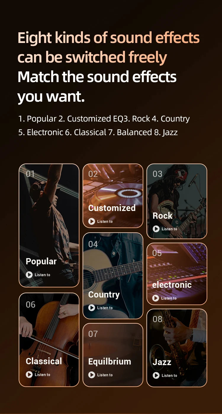 BT8 Wireless Bluetooth Earphones Headphones Outdoor Sports Headset 5.3 With Charging Bin Display Touch Control Earbuds for Muisc