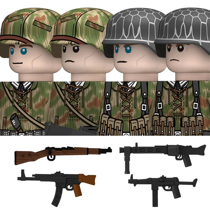 Military WW2 German Navy Armored Troops Building Blocks US 101st Britain Soviet Union Soldiers Infantry Weapons Bricks Toys Kids