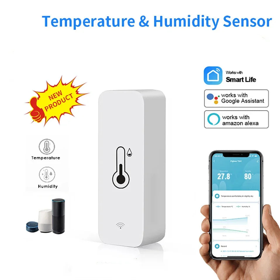 Tuya WiFi Zigbee Temperature Humidity Sensor Smart Home Indoor Hygrometer APP Monitoring Work with Google Home SmartLife Alexa