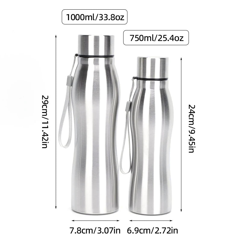 Stainless Steel Water Bottle Gourd Shape Sports Bottle Outdoor Tourism Direct Drinking Hand Rope Tumbler 750/1000ml
