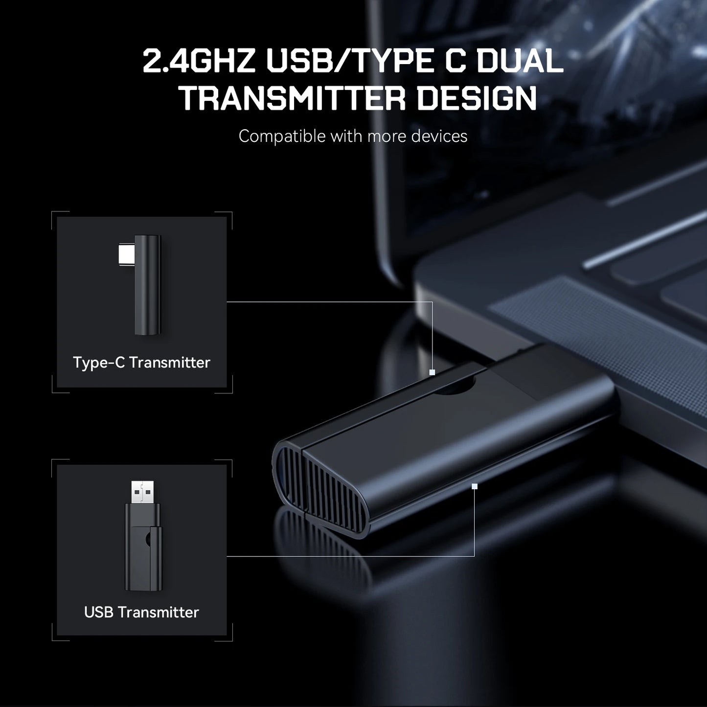 Oneodio G19BT 2.4G Wireless Gaming Headset With Mic USB/type C Transmitter Over-Ear RGB Headphones for PS5/PS4/PC /phone