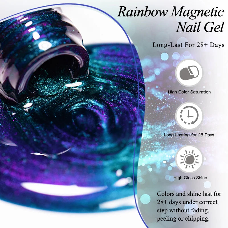 Rainbow Cat Magnetic Gel Nail Polish Starry Chameleon Galaxy Effect Semi Permanent UV Gel Varnish Soak Off Nail Supplies DIY