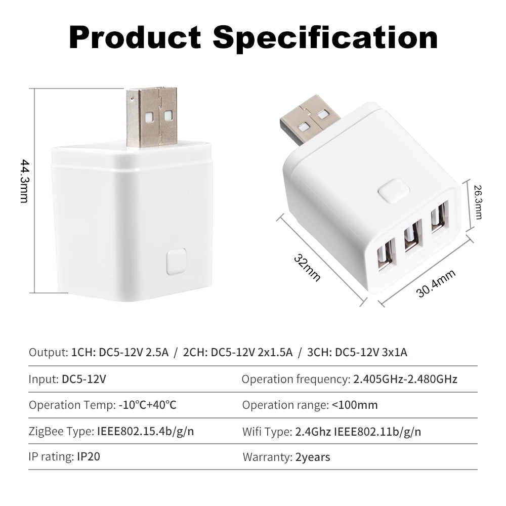 Tuya Smart WiFi/Zigbee Micro USB Adaptor Switch 5V Mini 1 2 3 USB Power Adaptor Smart Life Control Via Alexa Google Yandex Alice