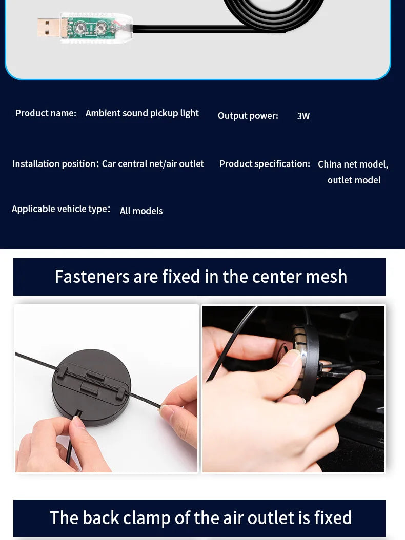 2 in 1 Smart RGB Pickup Lights LED 3D Ambient Lamp Sound Control Music Rhythm Lights Air Freshener for Car Gaming TV Creative