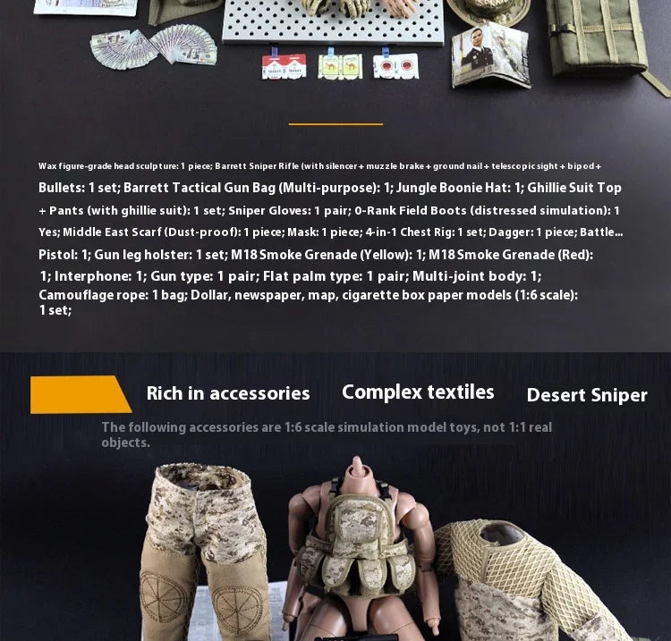 Jungle Sniper 1/6 Soldier Model - Joint Movable Special Forces Doll Handmade Military Action Figure Tactical Collectible Toy