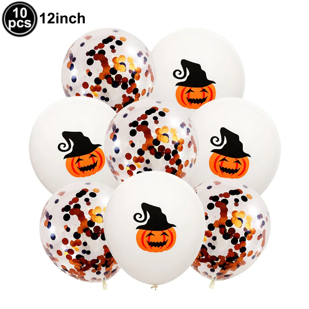Halloween Pumpkin Tableware Black Orange Halloween Paper Plates Cups Napkins Banner Tablecloth Halloween Night Party Supplies