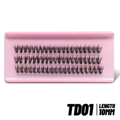 GROINNEYA DIY Lash Clusters Set Mixed Tray Lashes Kit Fluffy Individual Lashes Extension with Lash Bond and Seal At Home Makeup