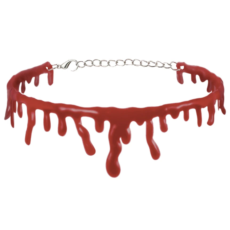 Halloween Decoration Bloody Necklace Horror Dripping Blood Collar Necklace Fake Blood Vampire Clown Costume Necklace Accessories