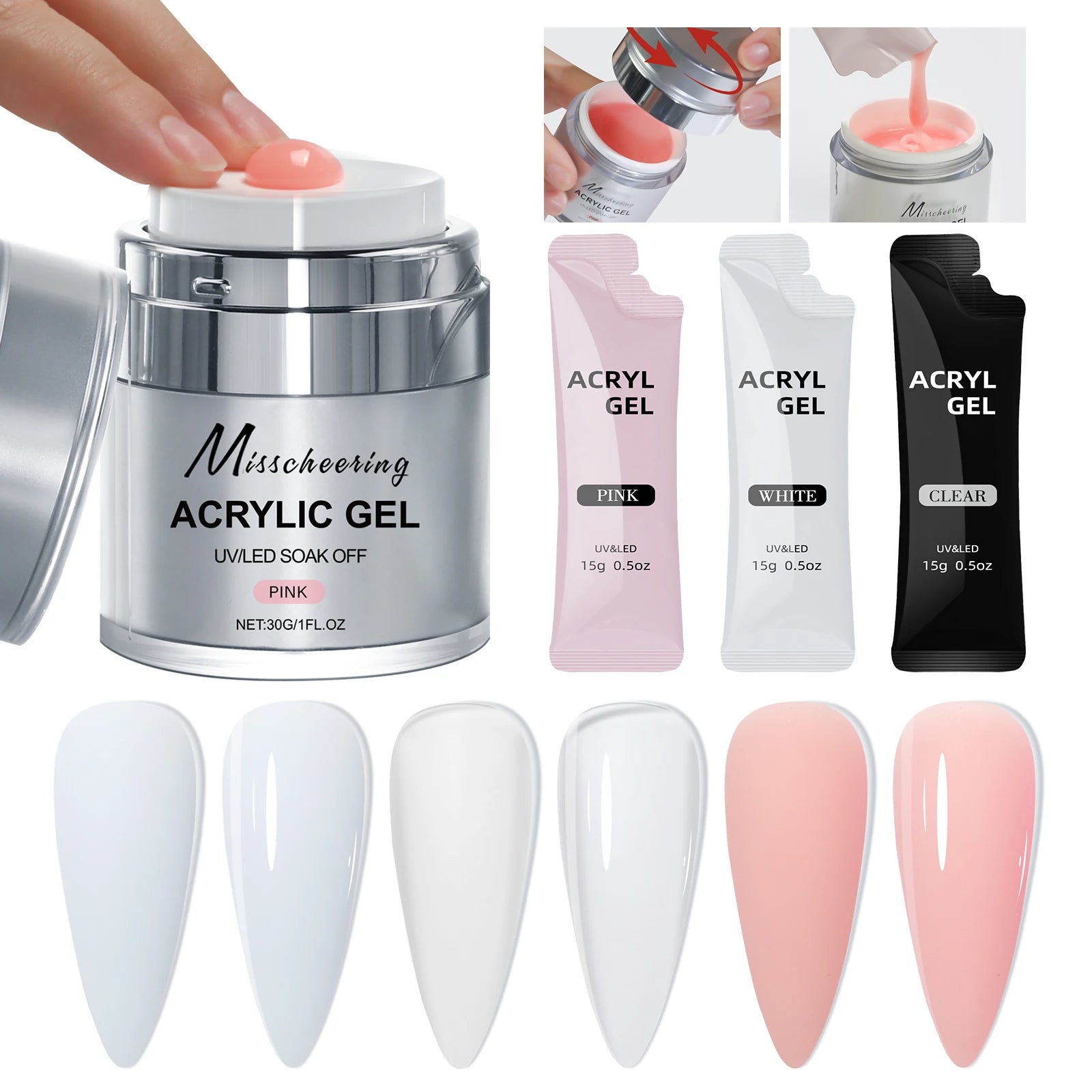 15/30g Quick Builder Nail Gel White Nude Pink Clear Nail Art Extension Gel Multifunctional Acrylic Gel Soak Off UV LED for Salon
