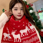 Christmas Atmosphere Santa Claus Knitted Red Scarf For Women New Style Warm Neck Protection Knitted Scarf Versatile Shawl