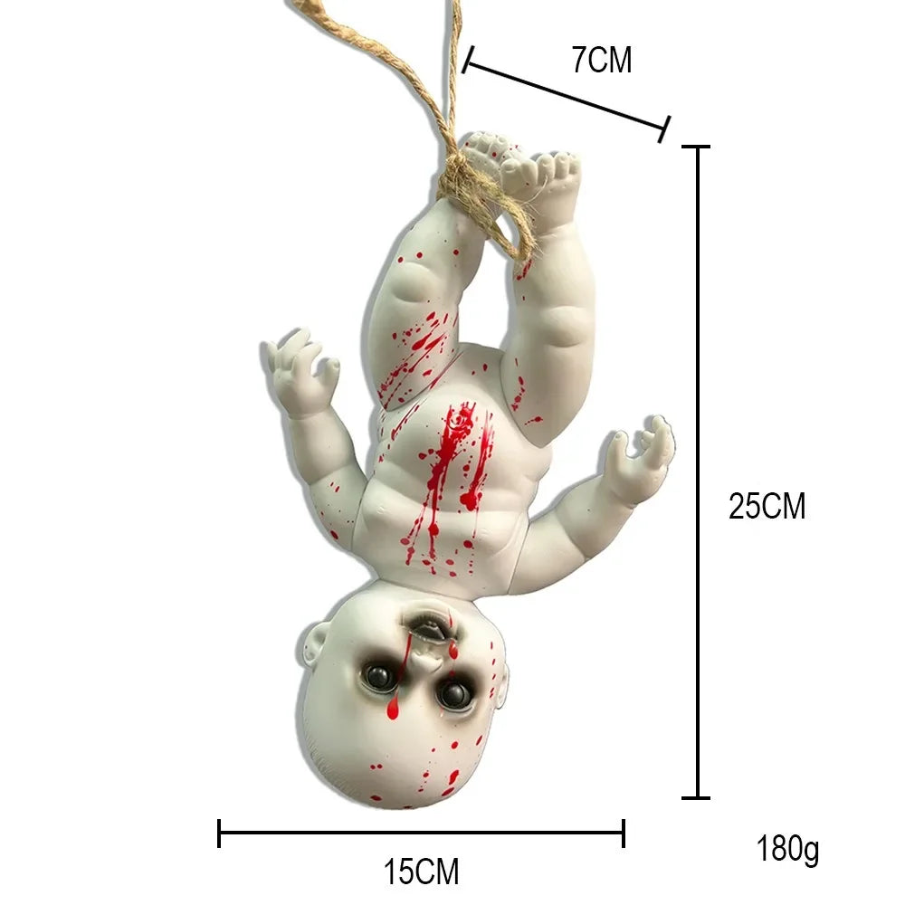 Horror Ghost Baby Hanging Doll Halloween Bar Ghost Courtyard Horror Doll Prop Ghost Festival Happy Halloween Day 2024 Decoration