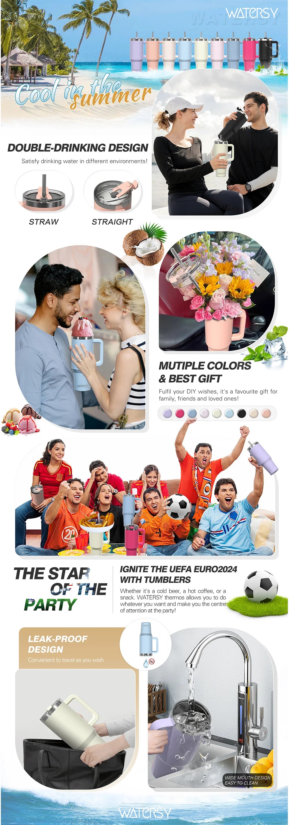 591ml Stainless Steel Insulated Cup 20oz Tumbler with Handle and Straw Keep Cold and Hot Thermal Mug Portable Car Travel Mug