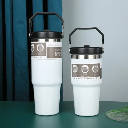 20oz/30oz Thermal Water Bottle With Straw Stainless Steel Car Coffee Mug Keeps Cold and Heat Thermal Mug Tumbler Vacuum Flasks