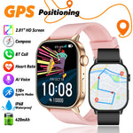 LIGE 2025 For Android IOS GPS Smart Watch Women 2.01" HD Screen Heart Rate Bluetooth Call Compass IP68 Waterproof Men Smartwatch