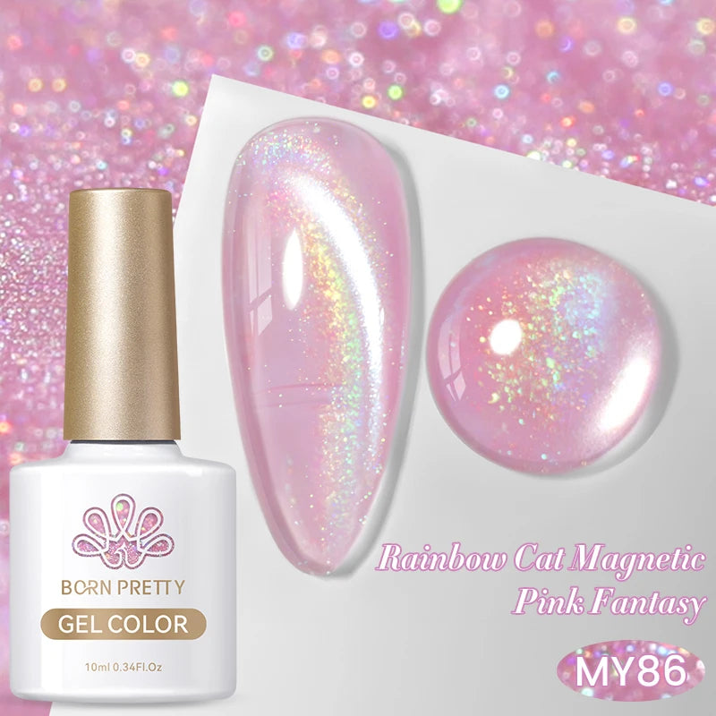 BORN PRETTY 10ml Silver Water Light Cat Magnetic Gel Nail Polish Nail Supplies Vernis Semi Permanent Gel for Fall Winter Nails