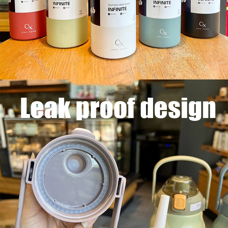 1.3L/1.7L Large Capacity Thermo Bottle Outdoor Mug Stainless Steel Thermos Water Bottle Portable Vaccum Flask Cold And Hot Tumbl