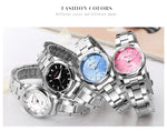 Luxury Women's Watch 29mm Fashionable Stainless Steel Rhinestone Pink Minimalist Girl Clock Outdoor Travel Women Wrist Watches