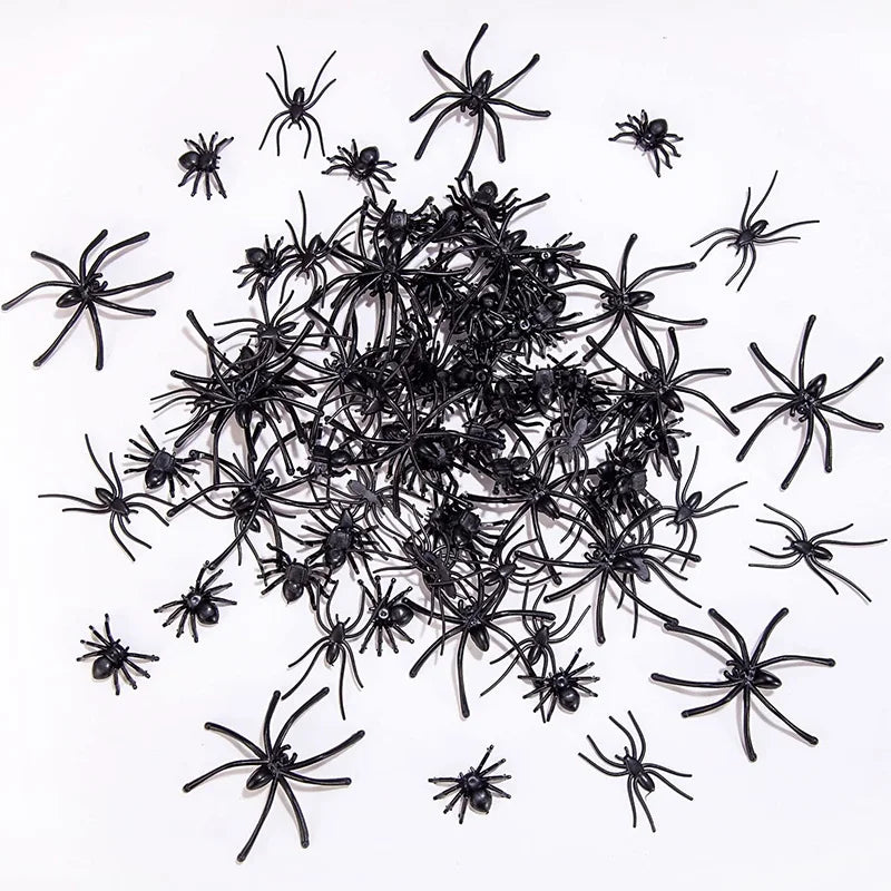 4.5x5cm Artificial Plastic Spiders Mini spider Black Fake Spiders Halloween Prank Props for Halloween DIY Party Decoration