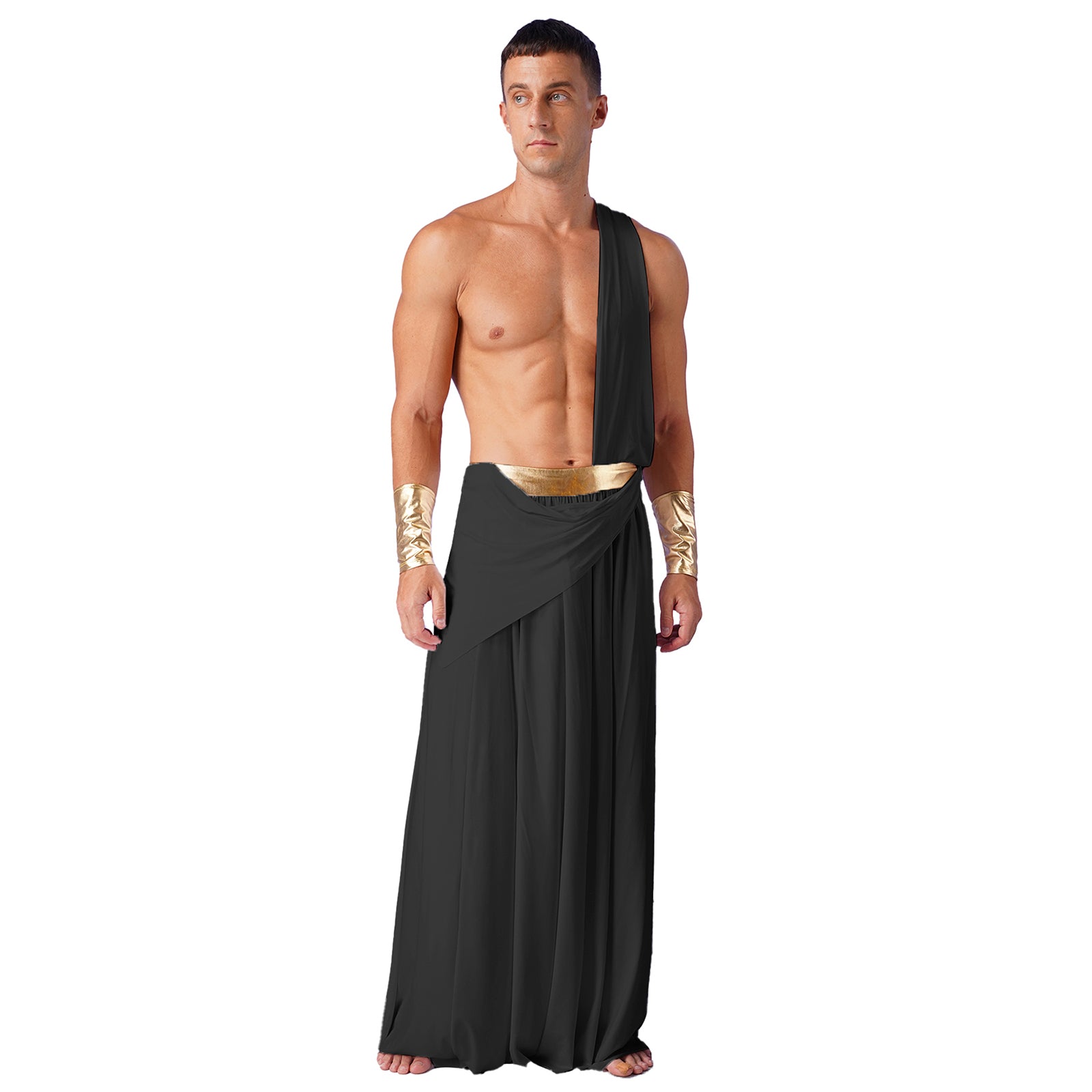 Mens Ancient Greek God Toga Gladiator Costumes Roman Emperor One Shoulder Sleeveless Robe Halloween Medieval Warrior Outfits